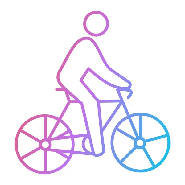 Man Riding Bicycle Purple Line Icon Concept Illustration Simple Vector — Stock Vector