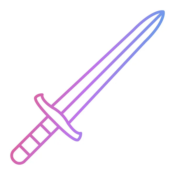 Sword Icon Cartoon Medieval Knife Vector Illustration Isolated Outline Symbol — Stock Vector