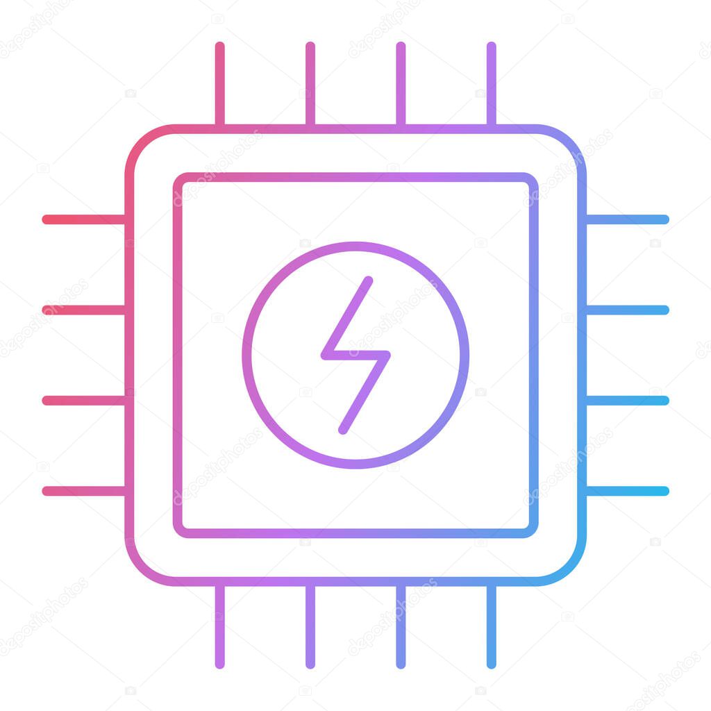illustration of artificial intelligence chip line style icon vector. thin electrical energy sign. isolated contour symbol drawing