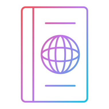 Bir kitap ikonuyla pasaport. düz tasarım biçimi.