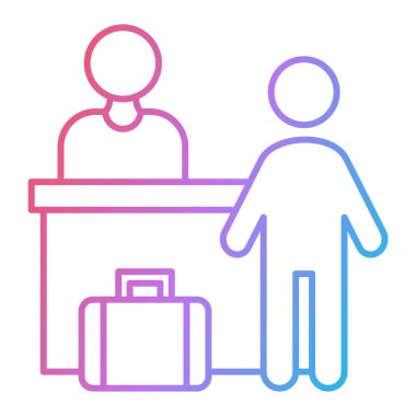 Bir kadın ve bavullu bir adamın vektör çizimi