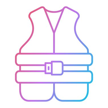 Güvenlik yeleği simgesi. Ana hatlı spor ekipmanı vektör illüstrasyon piktogramı. beyaz arkaplanda izole.