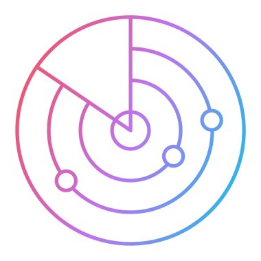 Radar simgesi ana hatlarıyla. Web ve mobil uygulama için izole edilmiş bir illüstrasyon sembolü.