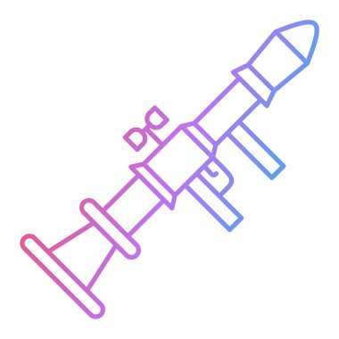 Mor çizgi roket ikonu beyaz arkaplanda izole edildi. vektör illüstrasyonu