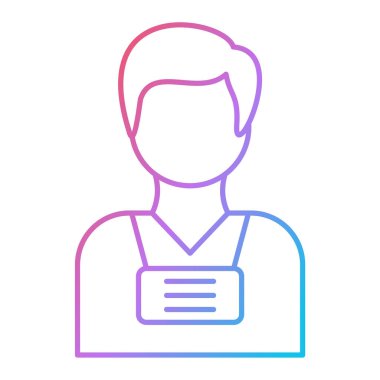 Şapka ikonlu adam. Ana hatlarıyla erkek vektör illüstrasyonu. beyaz arkaplanda izole.