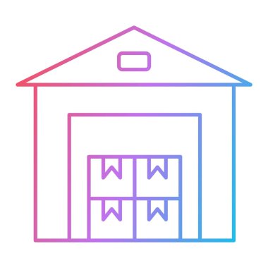 Karton kutu vektör çizimine sahip dağıtım kamyonu