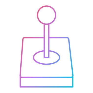 Gökkuşağı çizgisi simgesi olan joystick, ana hatlı vektör işareti, beyaz üzerine izole edilmiş doğrusal resim. sembol, logo