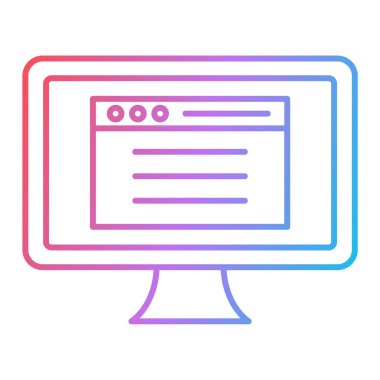 bilgisayar monitörü ikon vektör illüstrasyonu