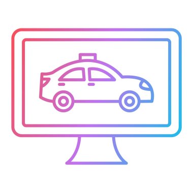 Araba servisi ikonu. Web için taksi aracı vektör simgelerinin özet çizimi