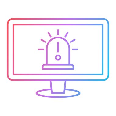 Uyarı vektör illüstrasyonlu bilgisayar monitörü