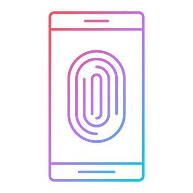 Beyaz arkaplanda parmak izi simgesi olan cep telefonu. vektör illüstrasyonu