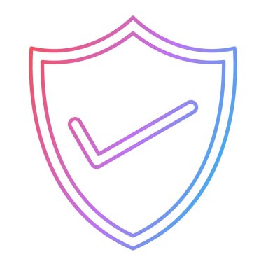 Kalkanda işaret simgesi var. Web tasarımı için güvenlik vektör sembolünün özet çizimi