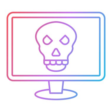 kafatası vektör illüstrasyon tasarımı ile bilgisayar monitörü