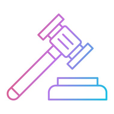 Açık arttırma çekiç ikonu vektörü. İnce çizgi işareti. izole edilmiş sınır sembolü çizimi