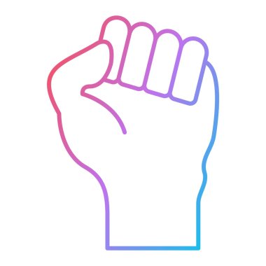 Yumruk simgesini tutan el. İzole ve düz çizim. vektör grafiği