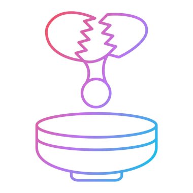 bebek çıngırak çizgisi simgesi, ana hat vektörü, beyaz üzerine izole edilmiş basit piktogram, doğrusal illüstrasyon