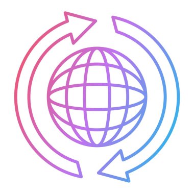 Dünya küre çizgisi simgesi, vektör illüstrasyonu