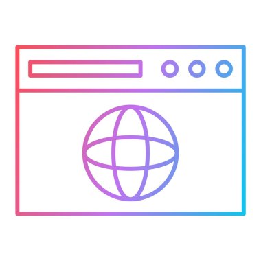 Tarayıcı pencere simgesi vektörü beyaz arkaplanda izole edildi, web sayfası işareti logosu konsepti, doğrusal öge