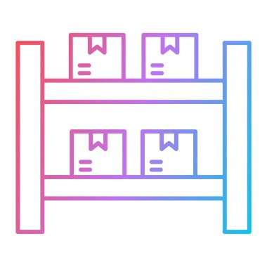 kutulu kutu ve karton çizgi simgesi, vektör illüstrasyonu