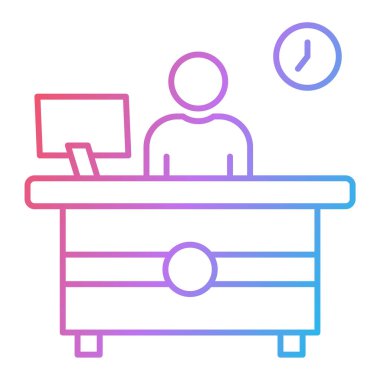 Ofisteki bir kadın ve erkeğin vektör çizimi 