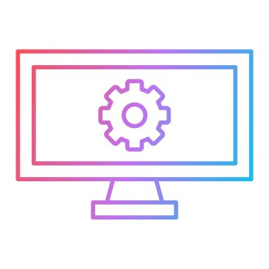 ayarlı dizüstü bilgisayar ve ikon vektör illüstrasyon tasarımı