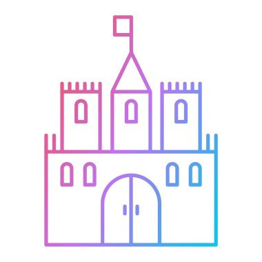 Şato kulesi ikonu. Web için ortaçağ kilise vektör simgelerinin basit illüstrasyonu