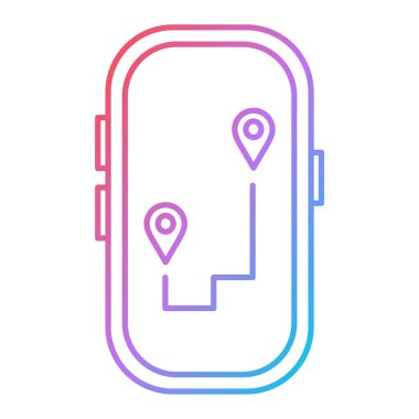 GPS konum simgesi vektörü. İnce çizgi işareti. izole edilmiş sınır sembolü çizimi