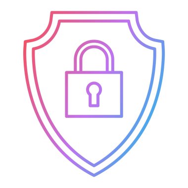 Asma kilit simgesi ile kalkan. Vektör çizim