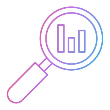 Arama analiz simgesi. Ağ için büyüteç vektör simgelerinin ince çizgi çizimi