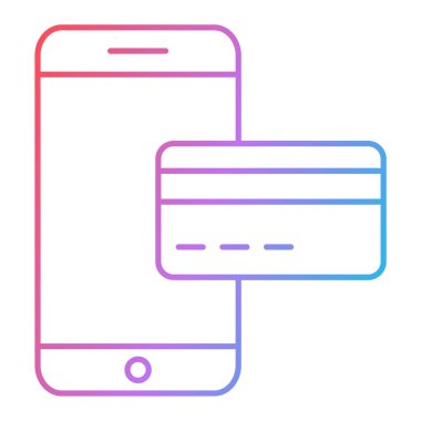 Kredi kartı ve cep telefonu vektör illüstrasyonlu akıllı telefon