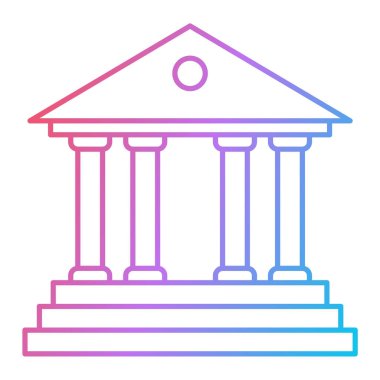 Banka binası ikonu. Mahkeme vektör sembolü web tasarımının özet çizimi