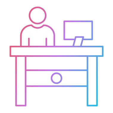 masaüstü masa sandalyesi ve dizüstü bilgisayar vektör çizimi