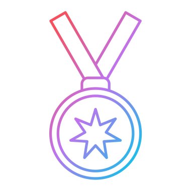 Kurdele ikonlu madalya. Web için kupa vektör simgelerinin özet çizimi