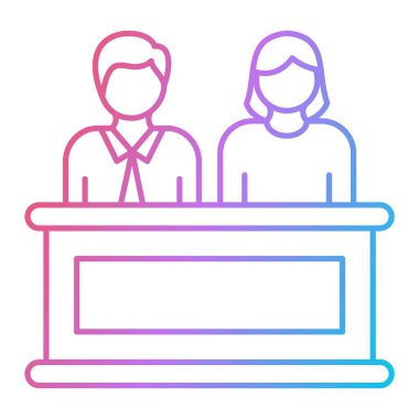 Konuşma balonu çizgisi ikon vektörü olan iş adamları. İnce çizgi işareti. izole edilmiş sınır sembolü çizimi