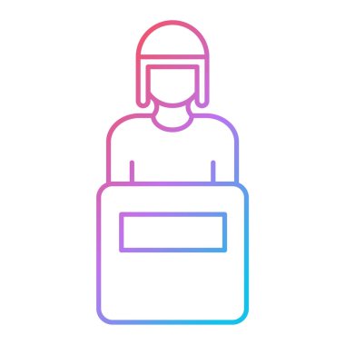 Torba çizgisi simgesi olan kadın, ana hatlı vektör işareti, beyaz üzerine izole edilmiş doğrusal resim. sembol, logo