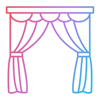 Pencere perdesi simgesi. Web için perde vektör tasarım elementlerinin özet çizimi