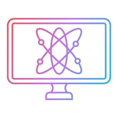 atom ikonu vektörü. İnce çizgi işareti. izole edilmiş sınır sembolü çizimi