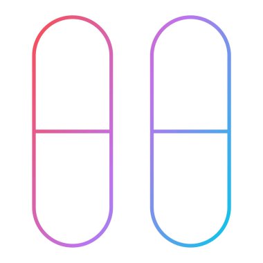 Beyaz arka planda izole edilmiş mor haplar ikonu. Simgeleri renklendir. vektör illüstrasyonu