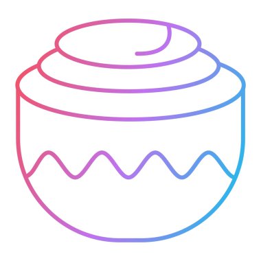 cupcake çizgisi simgesi, taslak vektör işareti, beyaz üzerine izole edilmiş doğrusal resim. Sembol, logo illüstrasyonu.