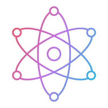 atom ikonu vektörü. İnce çizgi işareti. izole edilmiş sınır sembolü çizimi