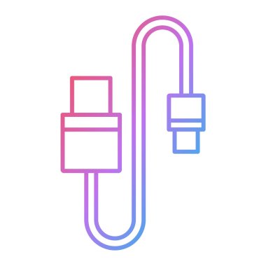 usb kablo simgesi vektörü. İnce çizgi işareti. izole edilmiş sınır sembolü çizimi