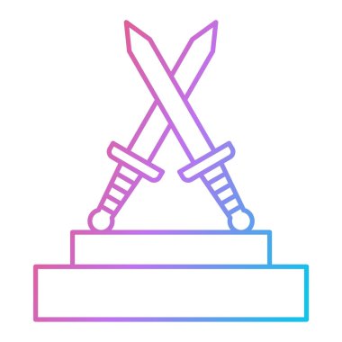 Kılıç simgesi. Web için ortaçağ kılıç vektör simgelerinin özet çizimi