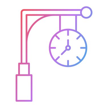 Saat simgesi vektörü. İnce çizgi işareti. izole edilmiş sınır sembolü çizimi