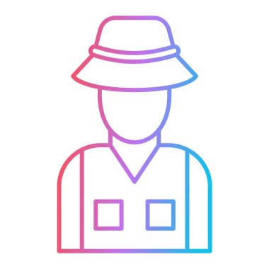 Şapka ikonlu çiftçi. Ağ için kovboy vektör sembolü takan adamın ana hatları.