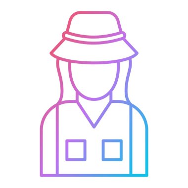 Şapka ikonlu çiftçi. Web için bahçıvan vektör sembolünün özet çizimi