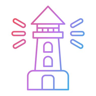 Deniz feneri ikonu vektörü. İnce çizgi işareti. izole edilmiş sınır sembolü çizimi