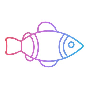 İnce hatlı taslak biçimli ikon içindeki balık izole edilmiş vektör illüstrasyonu