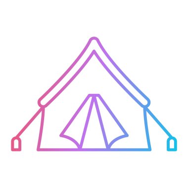 Kamp çadırı ikonu. Web için turist ekipmanı vektör çizgisi simgelerinin basit bir çizimi