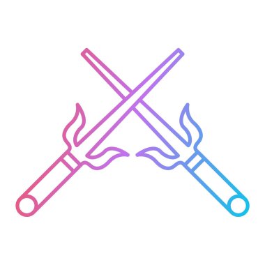 Çapraz kılıç ikonu. Ağ için şenlik ateşi vektör simgelerinin özet çizimi