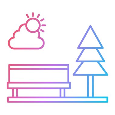 Bir ağaç, bitki, ot ve diğer elementlerin vektör çizimi.